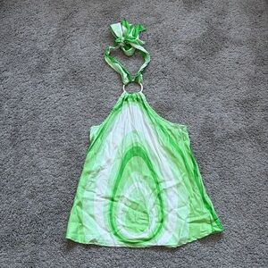 Banana Republic Green and White 100% Silk Halter top